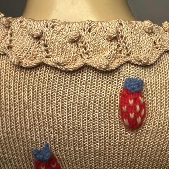 Vintage Patricia Roberts Sweater Womens Small Silk Wool Angora Strawberry Knit 8 - Picture 7 of 14